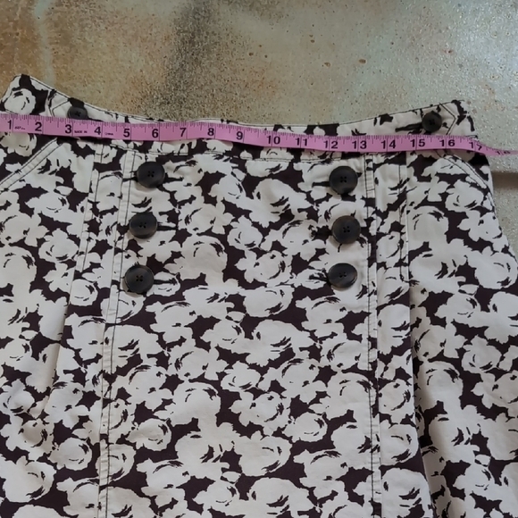 Merona | 100% Cotton A-Line Mini Skirt in Brown and Cream Size 12 - Picture 6 of 10